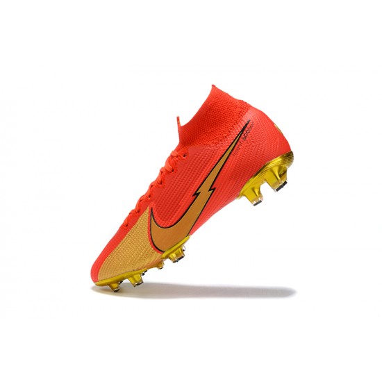 Nike Superfly VII 7 Elite SE FG Gold Red Black High Men Football Boots