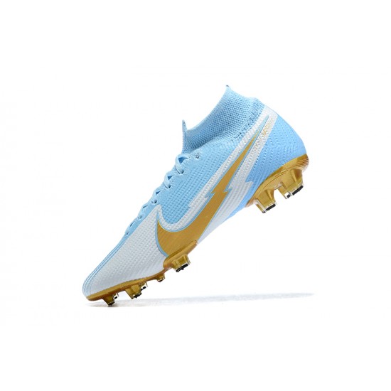 Nike Superfly VII 7 Elite SE FG Light/Blue Gold White High Men Football Boots