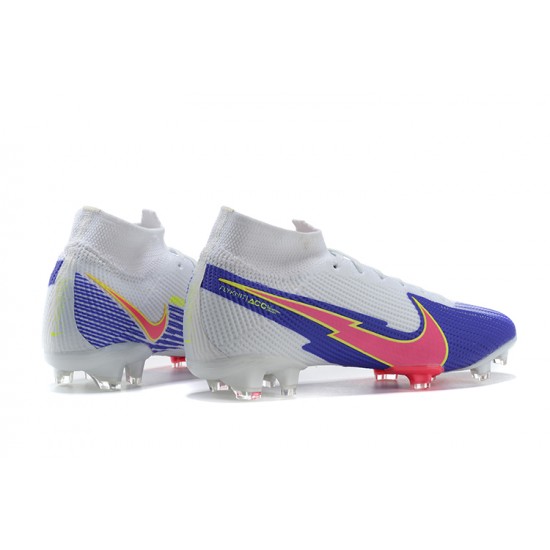 Nike Superfly VII 7 Elite SE FG Light/Blue Yellow Pink High Men Football Boots