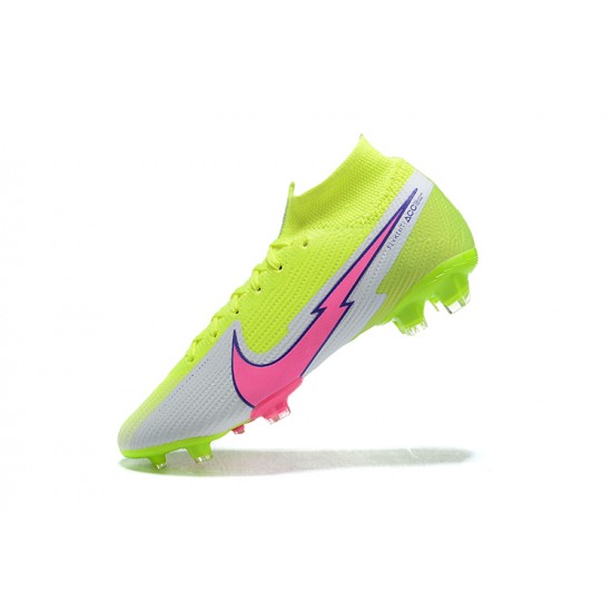 Nike Superfly VII 7 Elite SE FG Light/Green Pink White High Men Football Boots