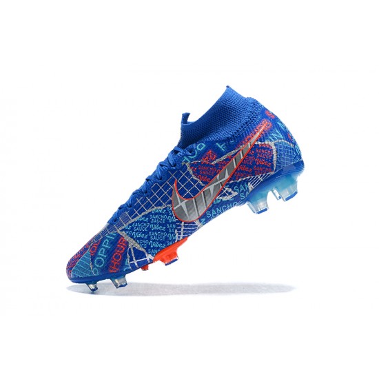 Nike Superfly VII 7 Elite SE FG Orange White Light/Blue High Men Football Boots