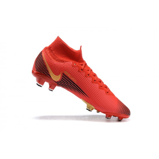 Nike Superfly VII 7 Elite SE FG Red Black Gold High Men Football Boots