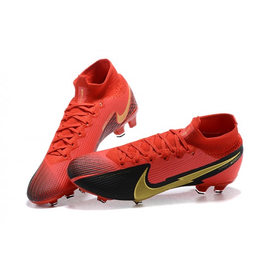 Nike Superfly VII 7 Elite SE FG Red Black Gold High Men Football Boots