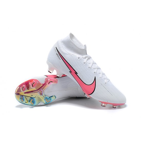 Nike Superfly VII 7 Elite SE FG White LightPink Light/Blue High Men Football Boots