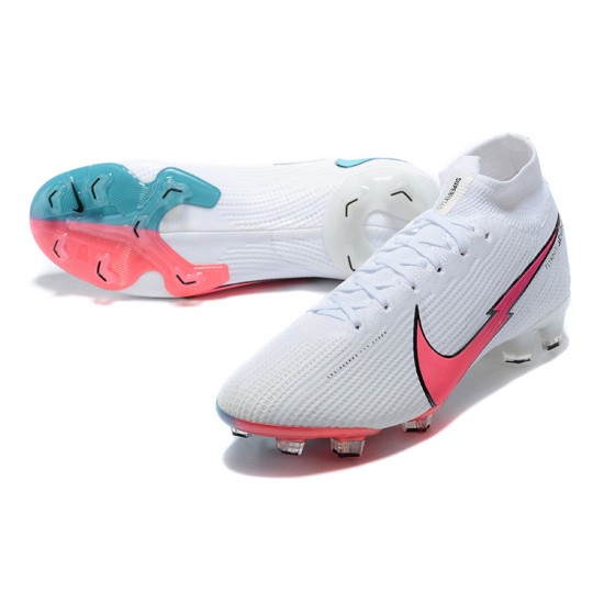 Nike Superfly VII 7 Elite SE FG White Pink Blue High Men Football Boots