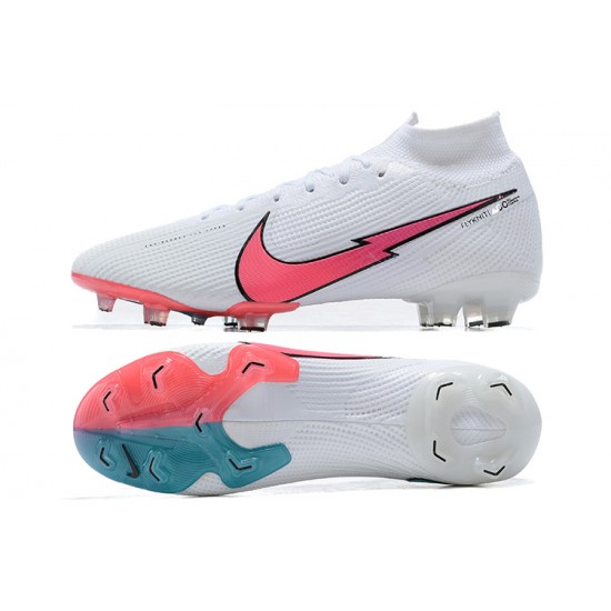 Nike Superfly VII 7 Elite SE FG White Pink Blue High Men Football Boots