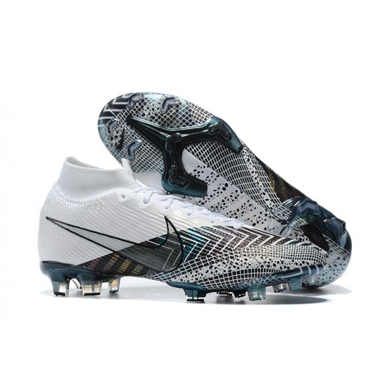 Nike Superfly VII 7 Elite SE FG White Silver Blue High Men Football Boots