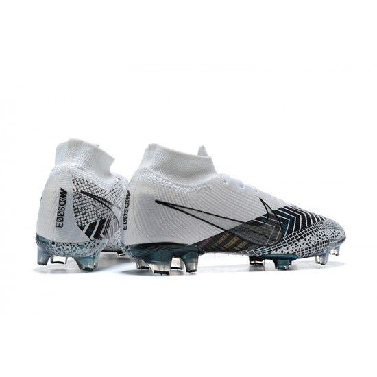 Nike Superfly VII 7 Elite SE FG White Silver Blue High Men Football Boots