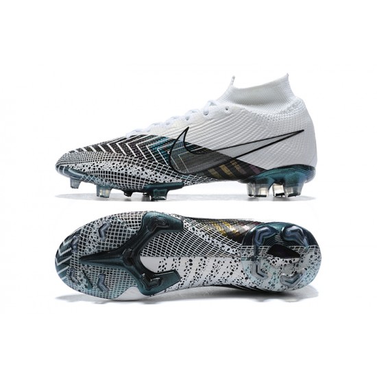 Nike Superfly VII 7 Elite SE FG White Silver Blue High Men Football Boots