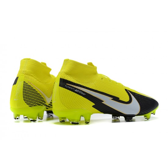 Nike Superfly VII 7 Elite SE FG Yellow Black White High Men Football Boots