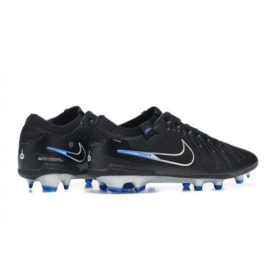 Nike Tiempo Legend 10 Elite FG Black Blue Men Football Boots