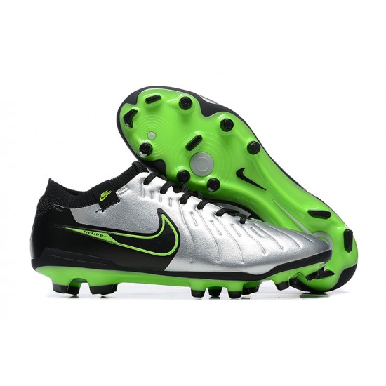 Nike Tiempo Legend 10 Elite FG Black Silver Green Men Football Boots