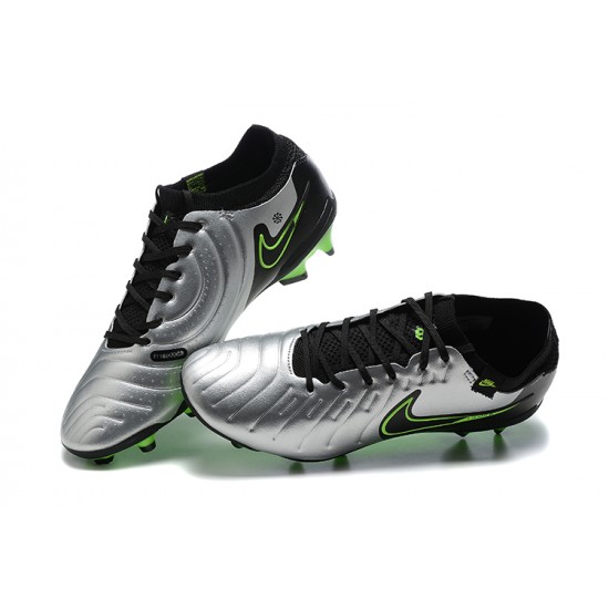 Nike Tiempo Legend 10 Elite FG Black Silver Green Men Football Boots