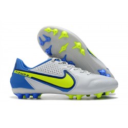 Nike Tiempo Legend 9 Academy AG Low White Blue Yellow Men Football Boots