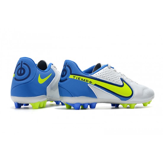 Nike Tiempo Legend 9 Academy AG Low White Blue Yellow Men Football Boots