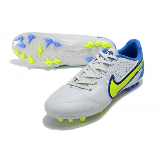 Nike Tiempo Legend 9 Academy AG Low White Blue Yellow Men Football Boots