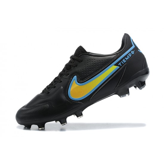 Nike Tiempo Legend 9 Elite FG Black Blue Yellow Low Men Football Boots