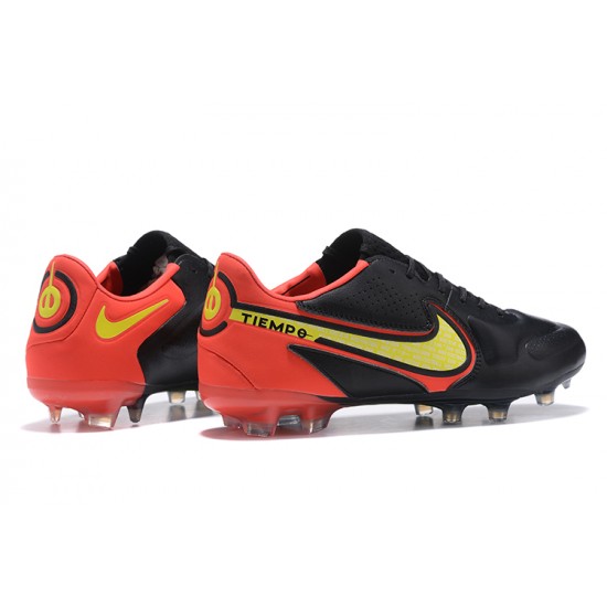 Nike Tiempo Legend 9 Elite FG Black Gold Orange Low Men Football Boots