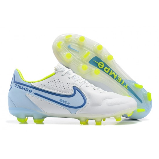 Nike Tiempo Legend 9 Elite FG Blue White Blue Yellow Low Men Football Boots