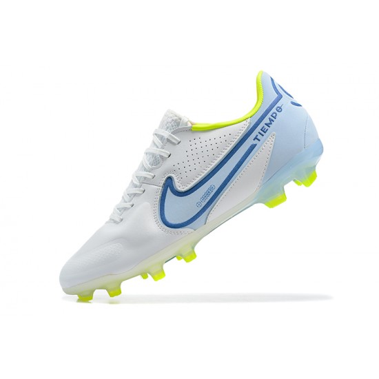 Nike Tiempo Legend 9 Elite FG Blue White Blue Yellow Low Men Football Boots