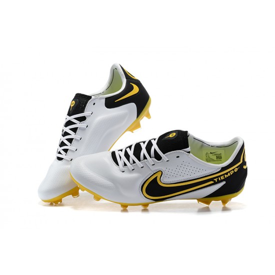 Nike Tiempo Legend 9 Elite FG Gold Black White Yellow Low Men Football Boots