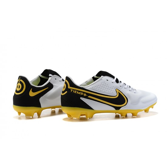 Nike Tiempo Legend 9 Elite FG Gold Black White Yellow Low Men Football Boots