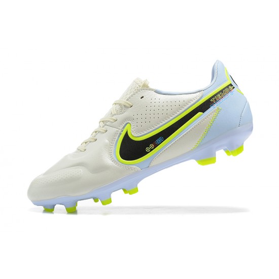 Nike Tiempo Legend 9 Elite FG Light/Blue Yellow Black Khaki Low Men Football Boots