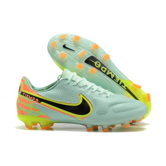 Nike Tiempo Legend 9 Elite FG Light/Green Yellow Black Orange Low Men Football Boots