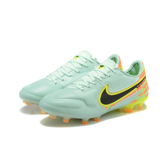 Nike Tiempo Legend 9 Elite FG Light/Green Yellow Black Orange Low Men Football Boots