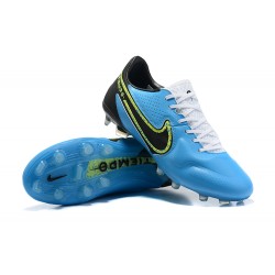 Nike Tiempo Legend 9 Elite FG Low Black White Blue Men Football Boots