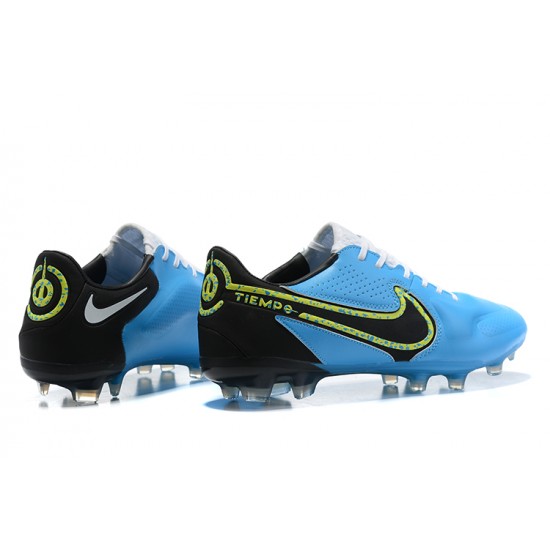 Nike Tiempo Legend 9 Elite FG Low Black White Blue Men Football Boots