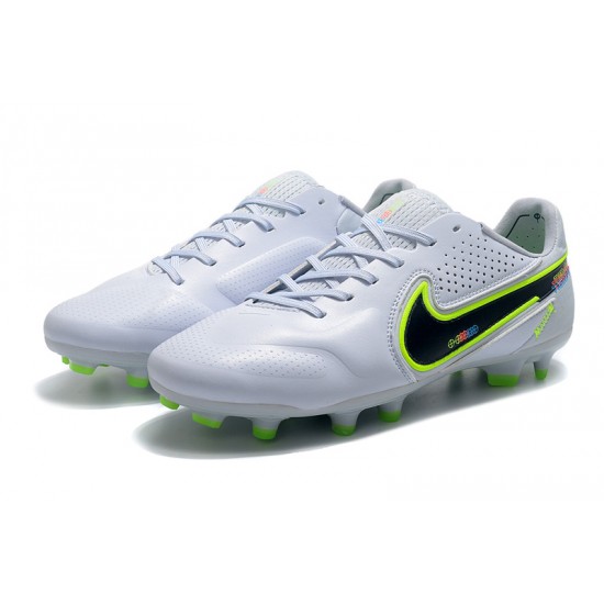 Nike Tiempo Legend 9 Elite FG Low White Green Men Football Boots