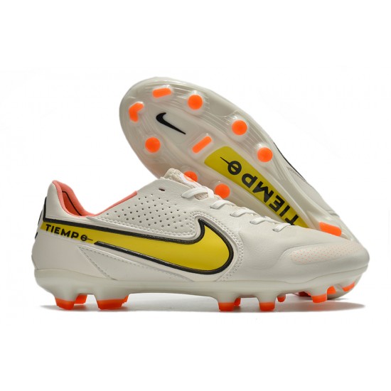 Nike Tiempo Legend 9 Elite FG Low White Orange Men Football Boots