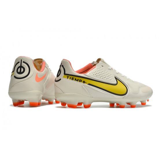 Nike Tiempo Legend 9 Elite FG Low White Orange Men Football Boots