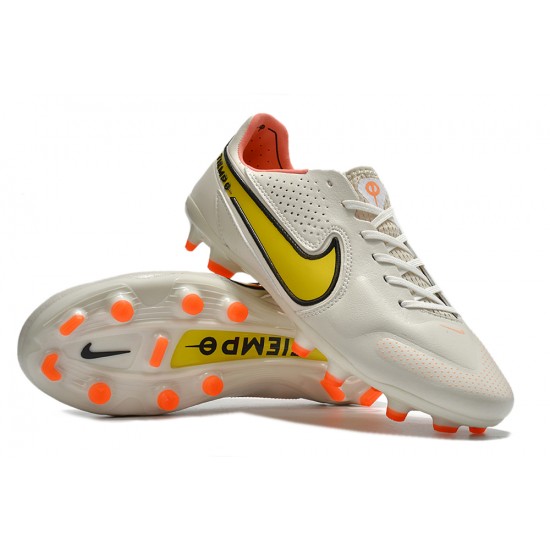 Nike Tiempo Legend 9 Elite FG Low White Orange Men Football Boots