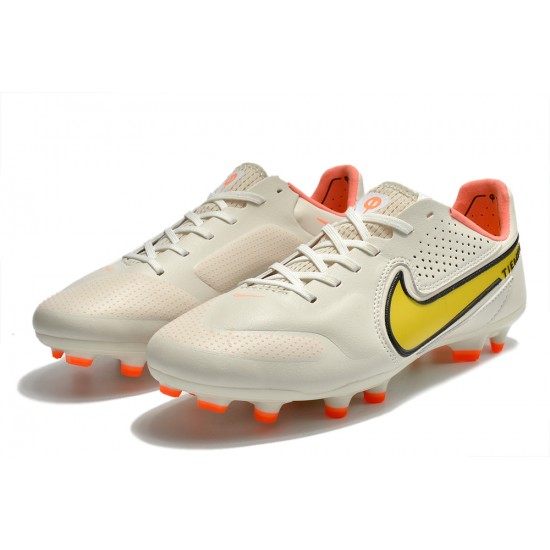 Nike Tiempo Legend 9 Elite FG Low White Orange Men Football Boots