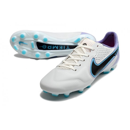 Nike Tiempo Legend 9 Elite FG Low White Purple Blue Men Football Boots