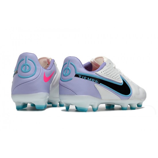 Nike Tiempo Legend 9 Elite FG Low White Purple Blue Men Football Boots