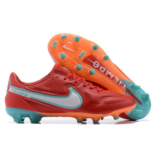 Nike Tiempo Legend 9 Elite FG Red Orange White Green Low Men Football Boots