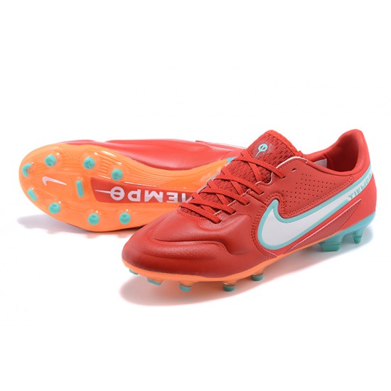 Nike Tiempo Legend 9 Elite FG Red Orange White Green Low Men Football Boots