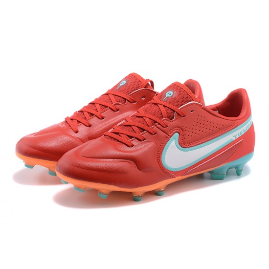 Nike Tiempo Legend 9 Elite FG Red Orange White Green Low Men Football Boots