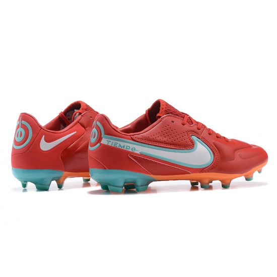 Nike Tiempo Legend 9 Elite FG Red Orange White Green Low Men Football Boots