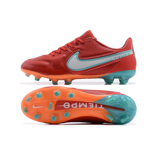 Nike Tiempo Legend 9 Elite FG Red Orange White Green Low Men Football Boots