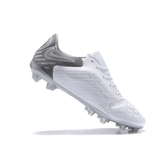 Nike Tiempo Legend 9 Elite FG White Silver Grey Low Men Football Boots