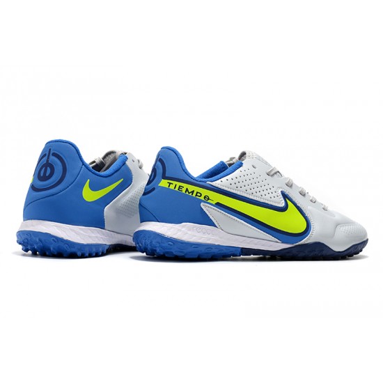 Nike Tiempo Legend 9 Pro TF Low White Blue Yellow Men Football Boots