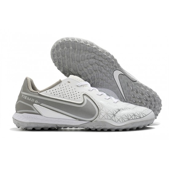 Nike Tiempo Legend 9 Pro TF Low White Grey Men Football Boots