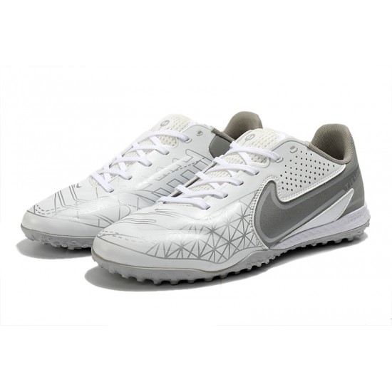 Nike Tiempo Legend 9 Pro TF Low White Grey Men Football Boots