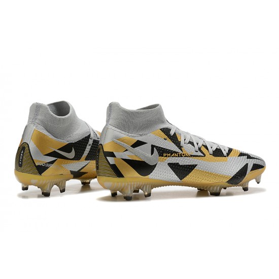 Nike Phantom GT Elite Dynamic Fit FG High Silver Gold Men Football Boots