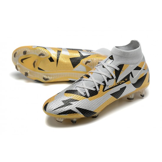 Nike Phantom GT Elite Dynamic Fit FG High Silver Gold Men Football Boots