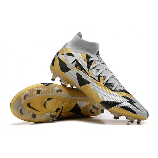 Nike Phantom GT Elite Dynamic Fit FG High Silver Gold Men Football Boots